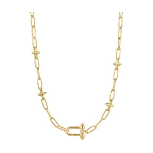 Gold Stud Link Charm Necklace