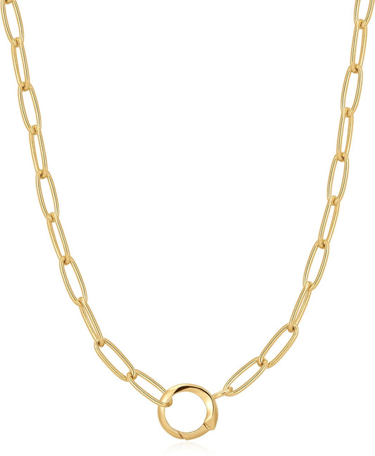 Gold Link Charm Chain Connector Necklace