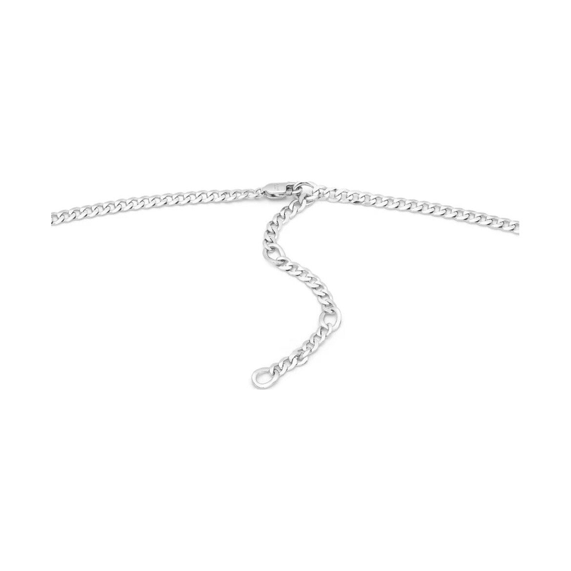 Silver Curb Chain Charm Connector Necklace