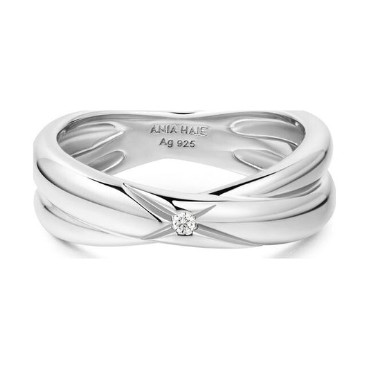 Silver Cross Double Ring, size 54.