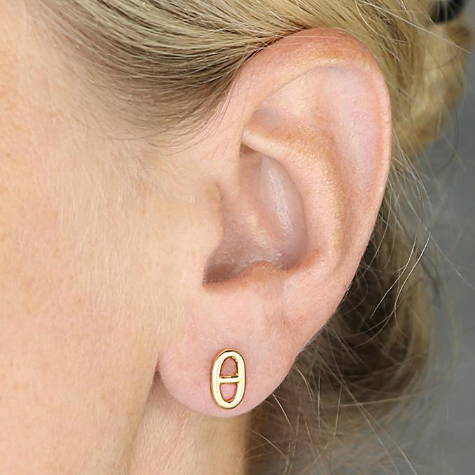 Yellow gold-plated mariner link stud