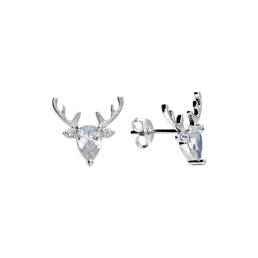 Sterling Silver Stag Stud Earrings