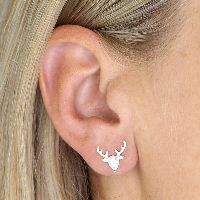 Sterling Silver Stag Stud Earrings
