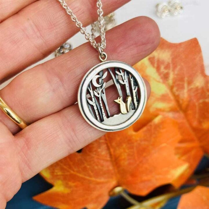 Fox and Moon Woodland Necklace – EFOX2