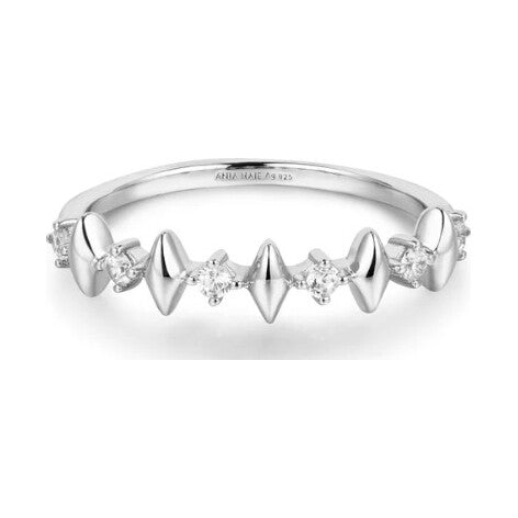 Silver Multi Sparkle Ring, size 52.