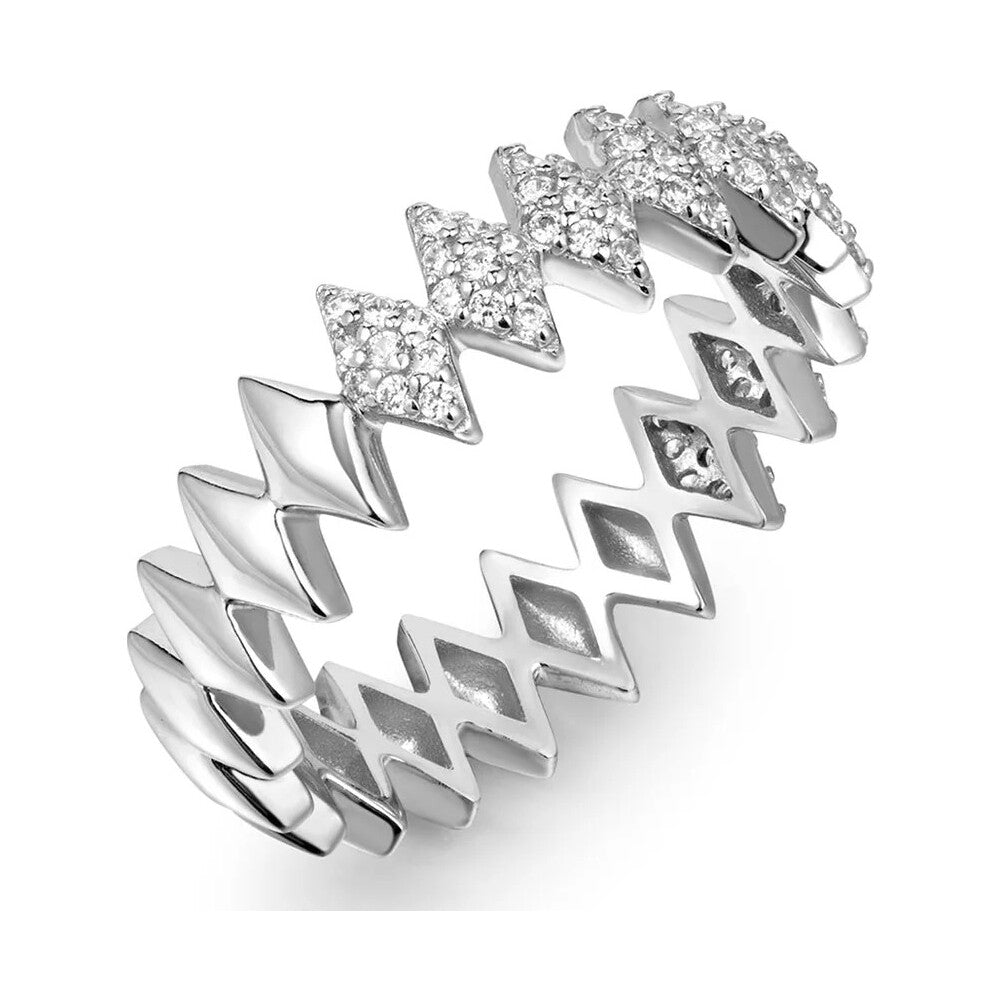 Silver sparkle ring, size 52