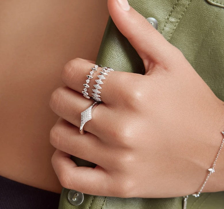 Silver Pavé Sparkle Ring, size 54