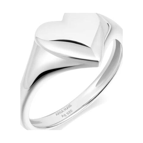 Silver Love Signet Ring, SIZE 52.