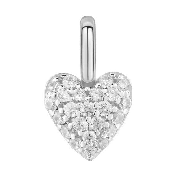 Silver Heart Pave Necklace/Bracelet Charm