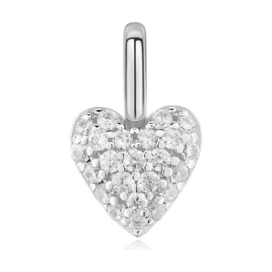 Silver Heart Pave Necklace/Bracelet Charm