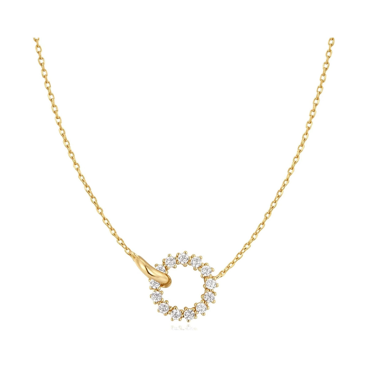 Gold Interlinked Circles Pavé Necklace