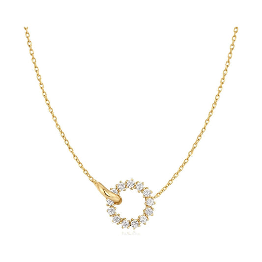 Gold Interlinked Circles Pavé Necklace