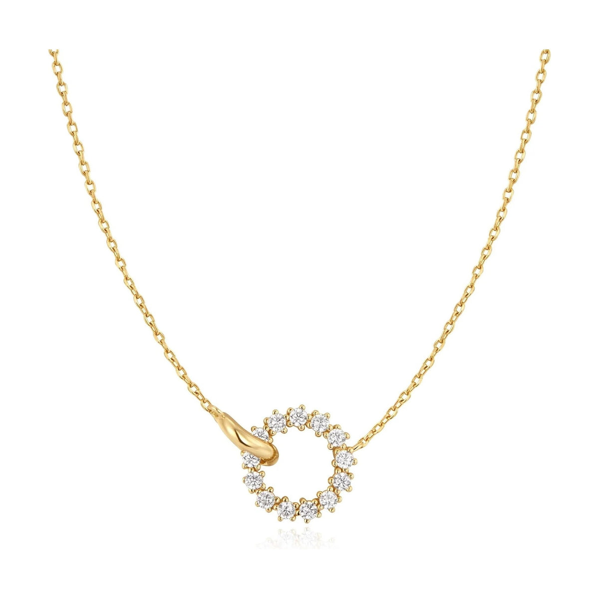 Gold Interlinked Circles Pavé Necklace