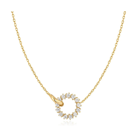 Gold Interlinked Circles Pavé Necklace