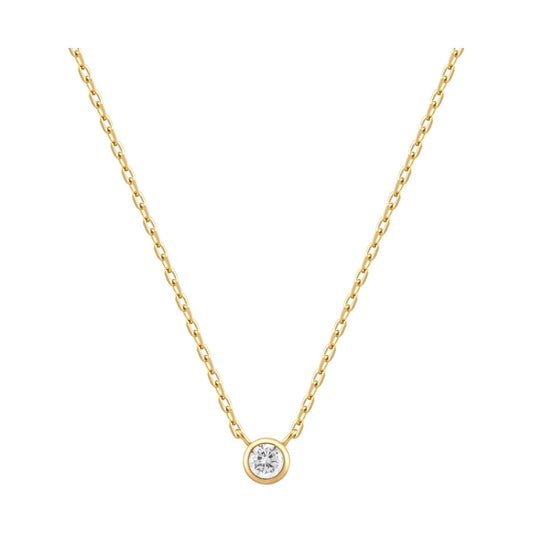 Gold Round Solitaire Cubic Zirconia Necklace