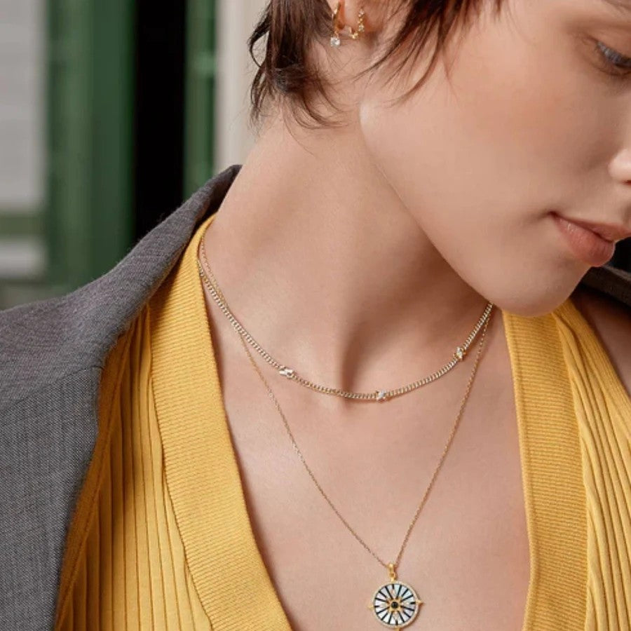 Gold Cross Station 925 Sterling Silver Necklace N061-05G
