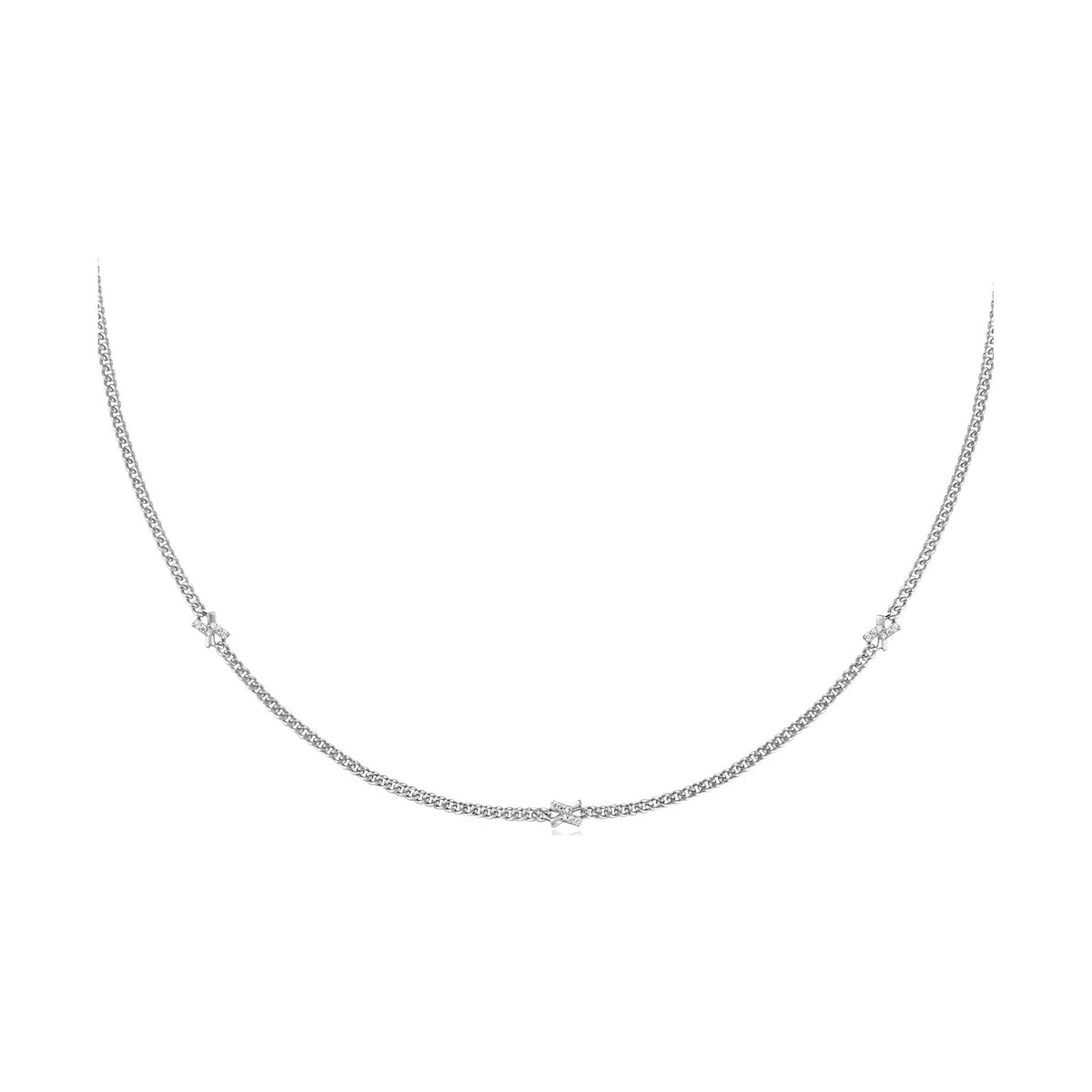 Silver Cross Station Necklace