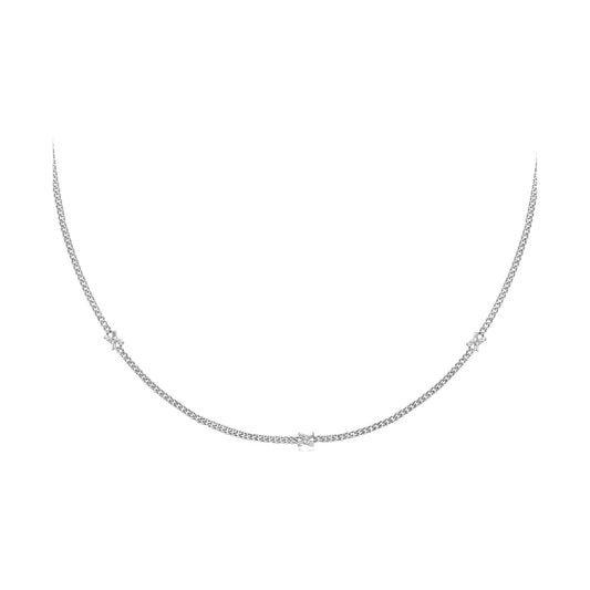 Silver Cross Station Necklace