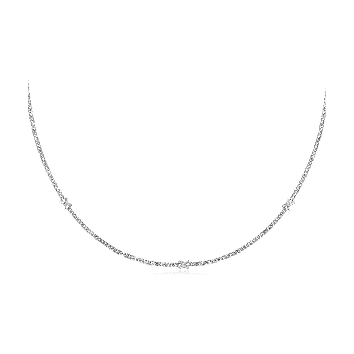 Silver Cross Station Necklace