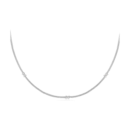 Silver Cross Station Necklace