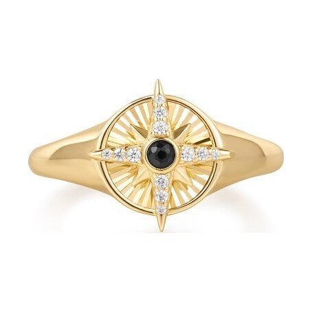 Silver Star Signet Ring, size 56.