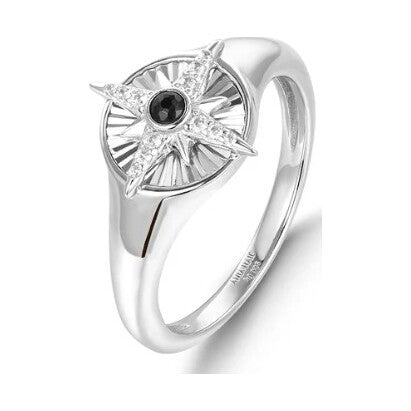 Silver Star Signet Ring, size 54.