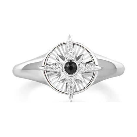 Silver Star Signet Ring, size 54.