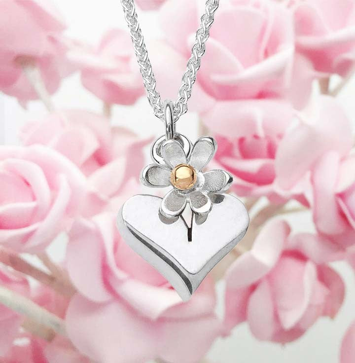Hearts and Flower silver necklace-EHF