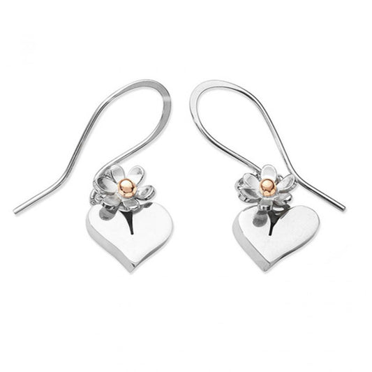 Hearts and Flowers silver drop earrings