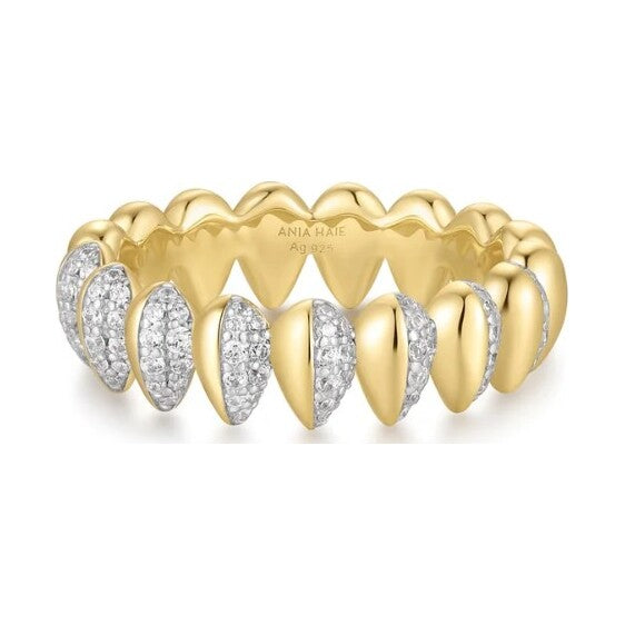 Two-Tone Sparkling Puffy Spike Ring, size 58.