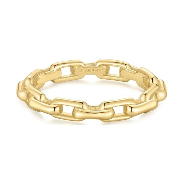 Gold Paper Clip Link Ring, size 52.