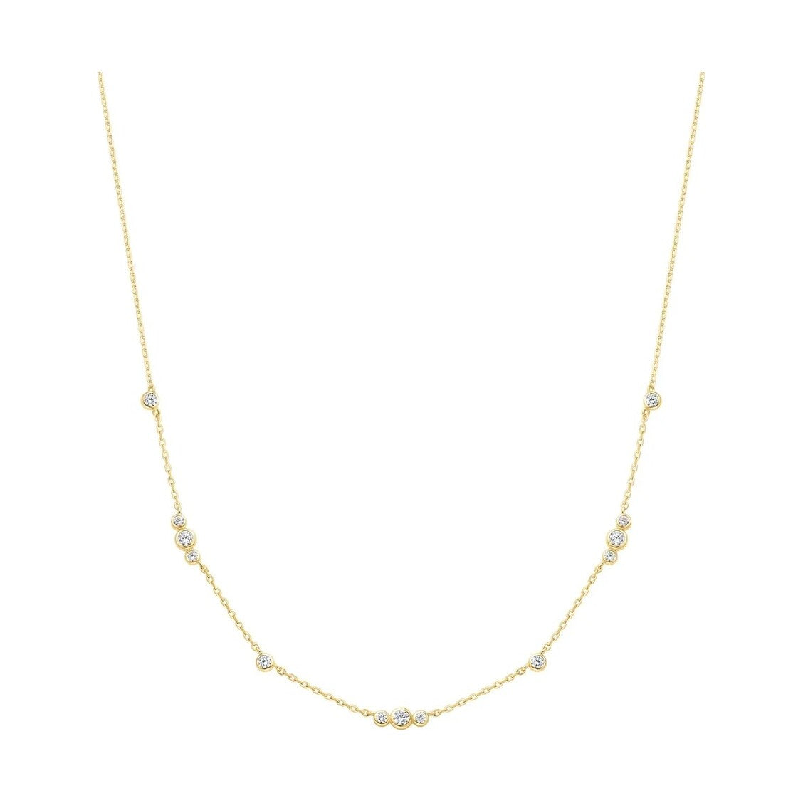 Gold Sparkling Bezel Cubic Zirconia Station Necklace