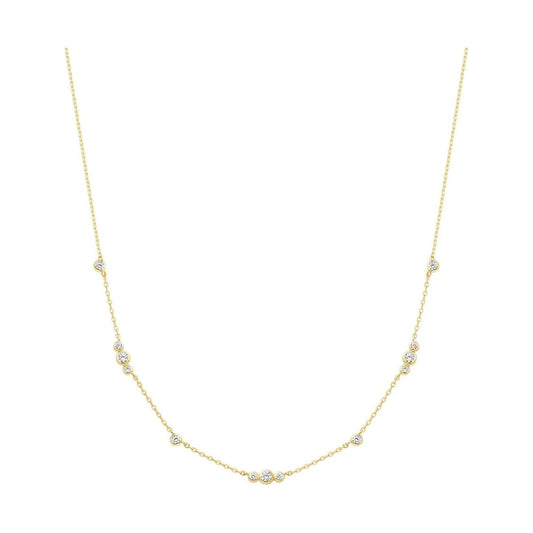 Gold Sparkling Bezel Cubic Zirconia Station Necklace