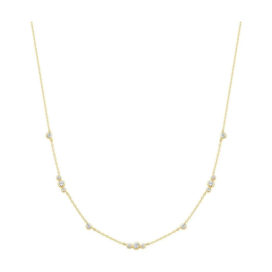 Gold Sparkling Bezel Cubic Zirconia Station Necklace