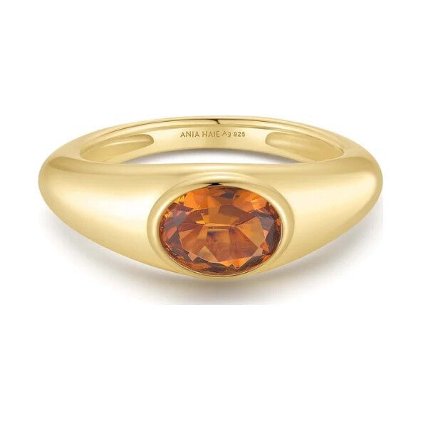 Gold Sculptural Gemstone Maillard Ring, size 56.