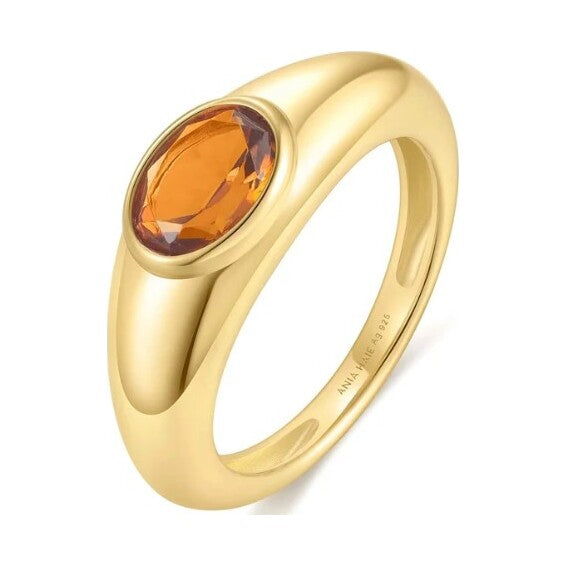 Gold Sculptural Gemstone Maillard Ring, size 56.