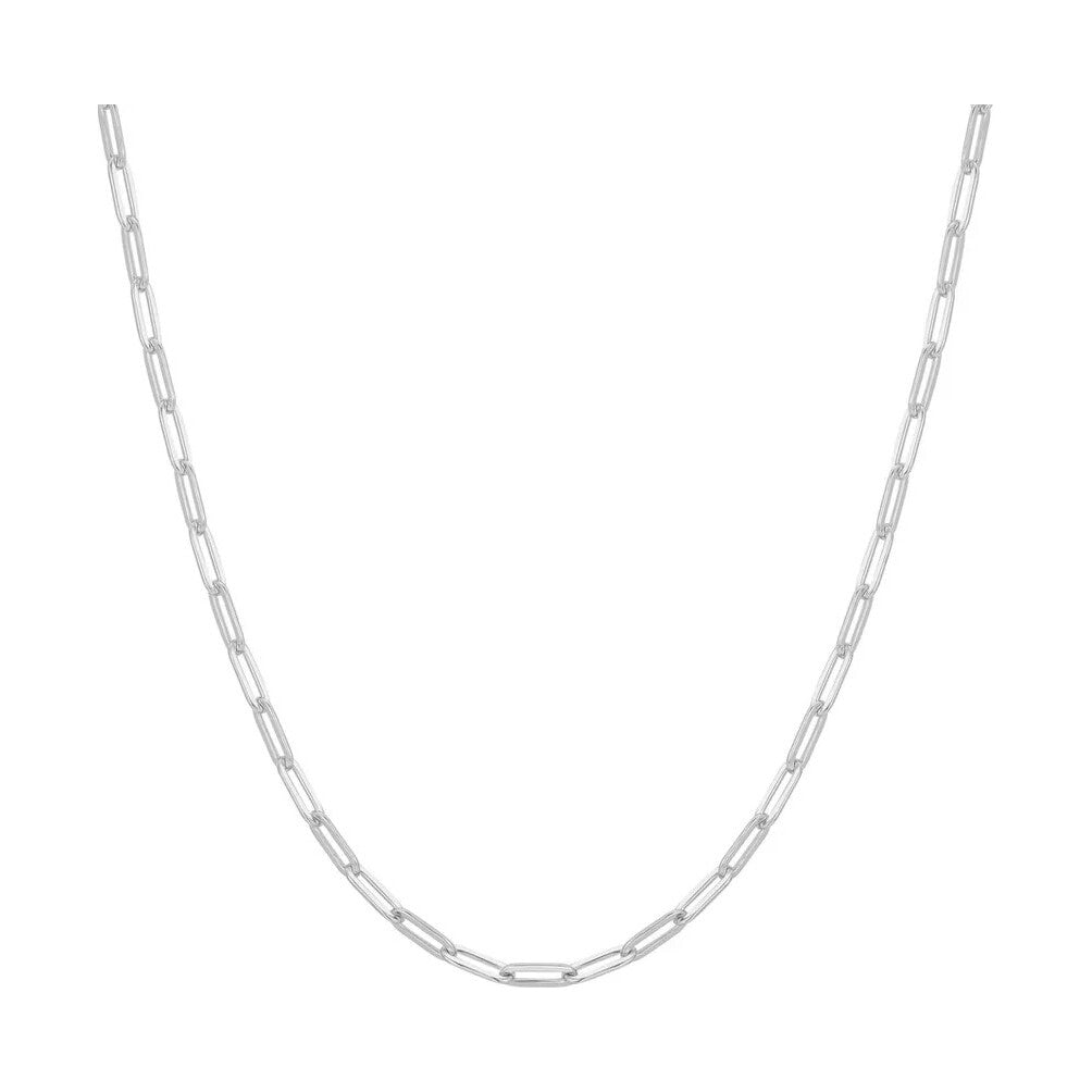 Paper Clip Chain Silver Necklace