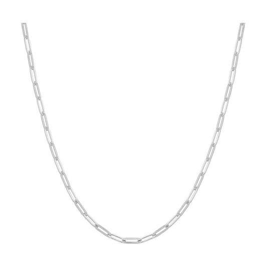 Paper Clip Chain Silver Necklace