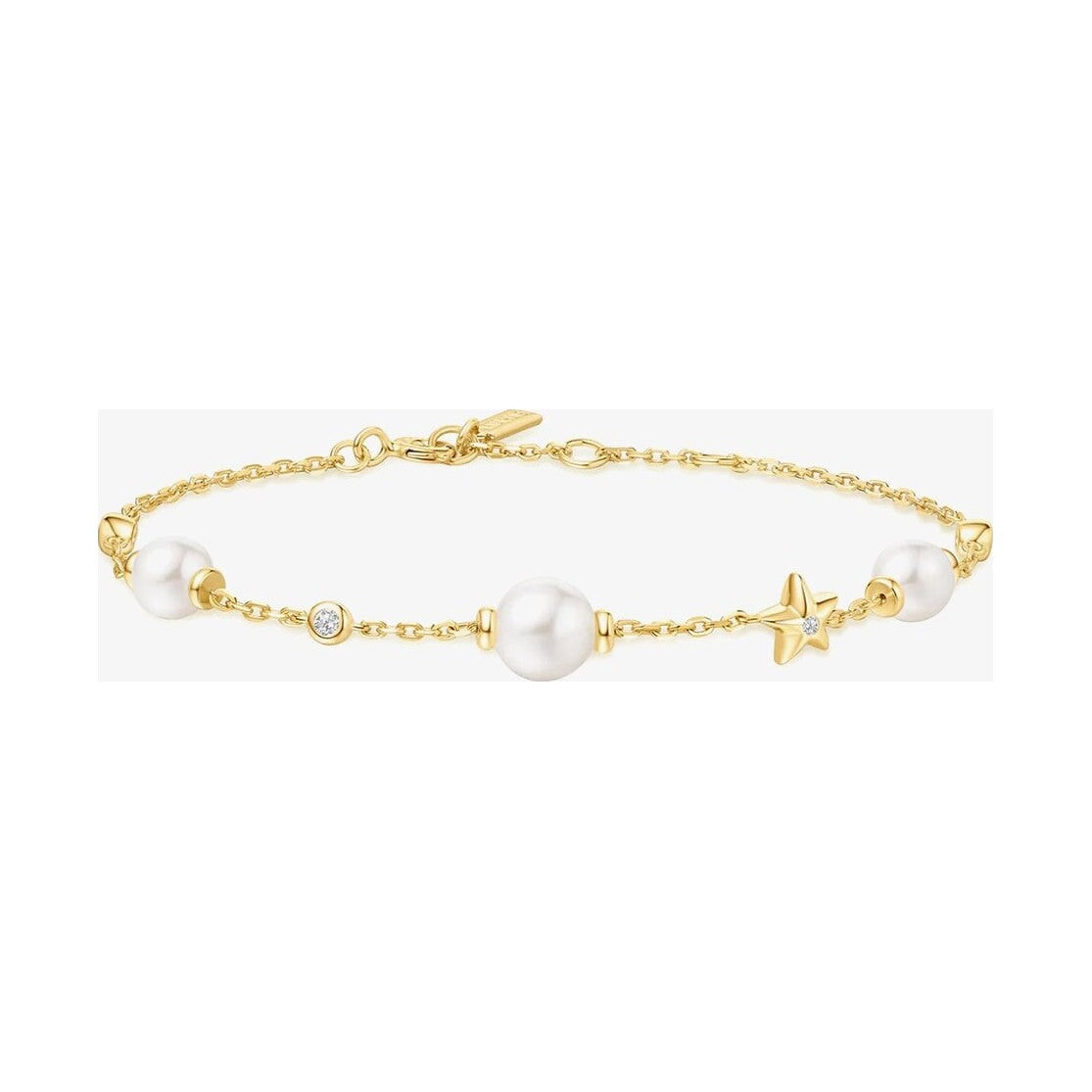Gold Shell Pearl and Star Station Bracelet