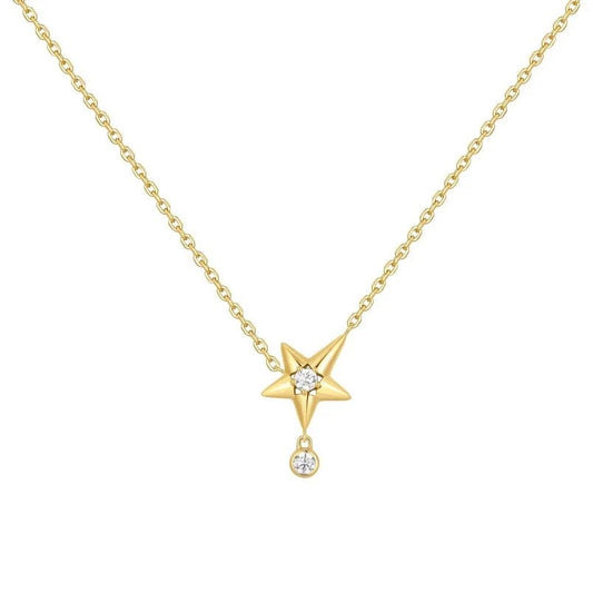 Gold Sparkling Star Drop Necklace
