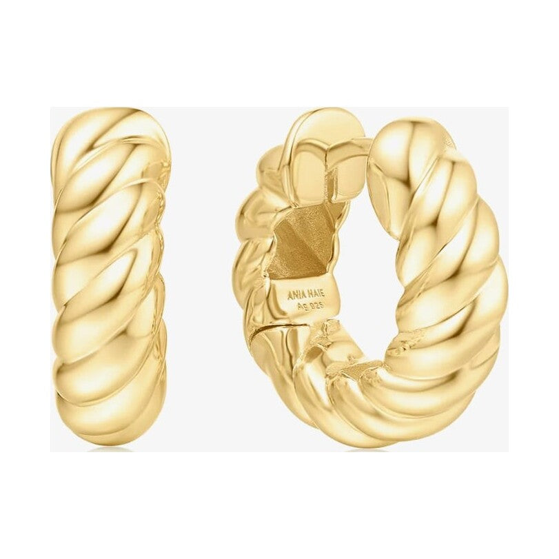 Gold Bold Texture Medium Huggie Hoop Earrings