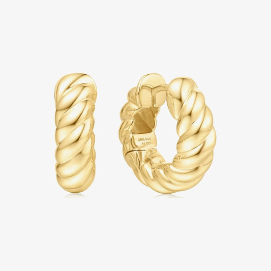 Gold Bold Texture Medium Huggie Hoop Earrings