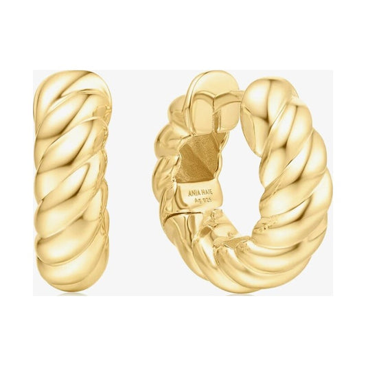 Gold Bold Texture Medium Huggie Hoop Earrings