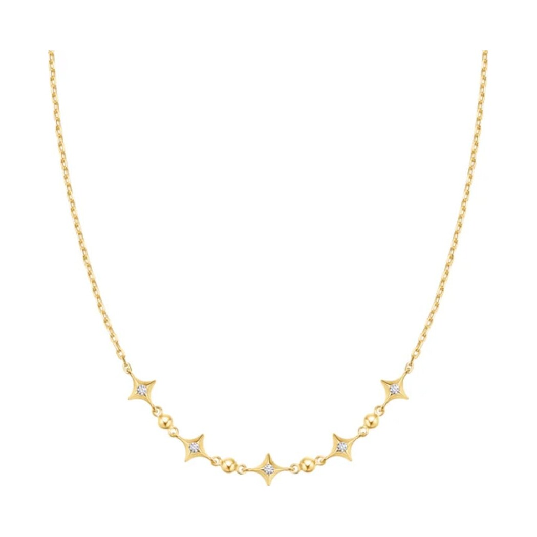 Gold Sparkling Star Station Necklace