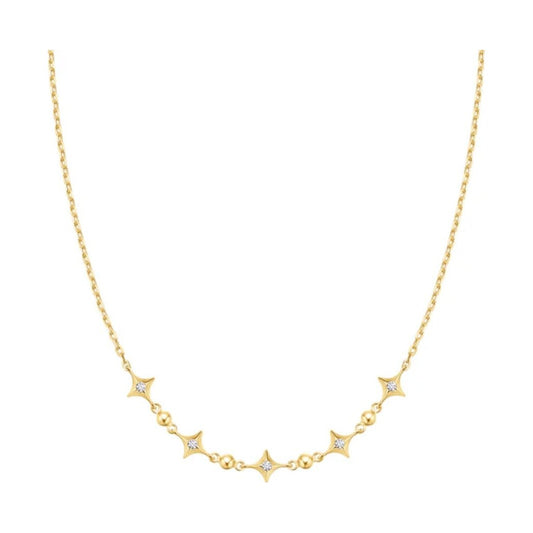 Gold Sparkling Star Station Necklace
