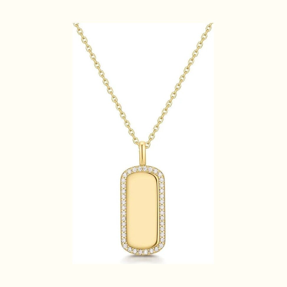 Gold Sparkling Tag Necklace