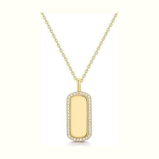 Gold Sparkling Tag Necklace