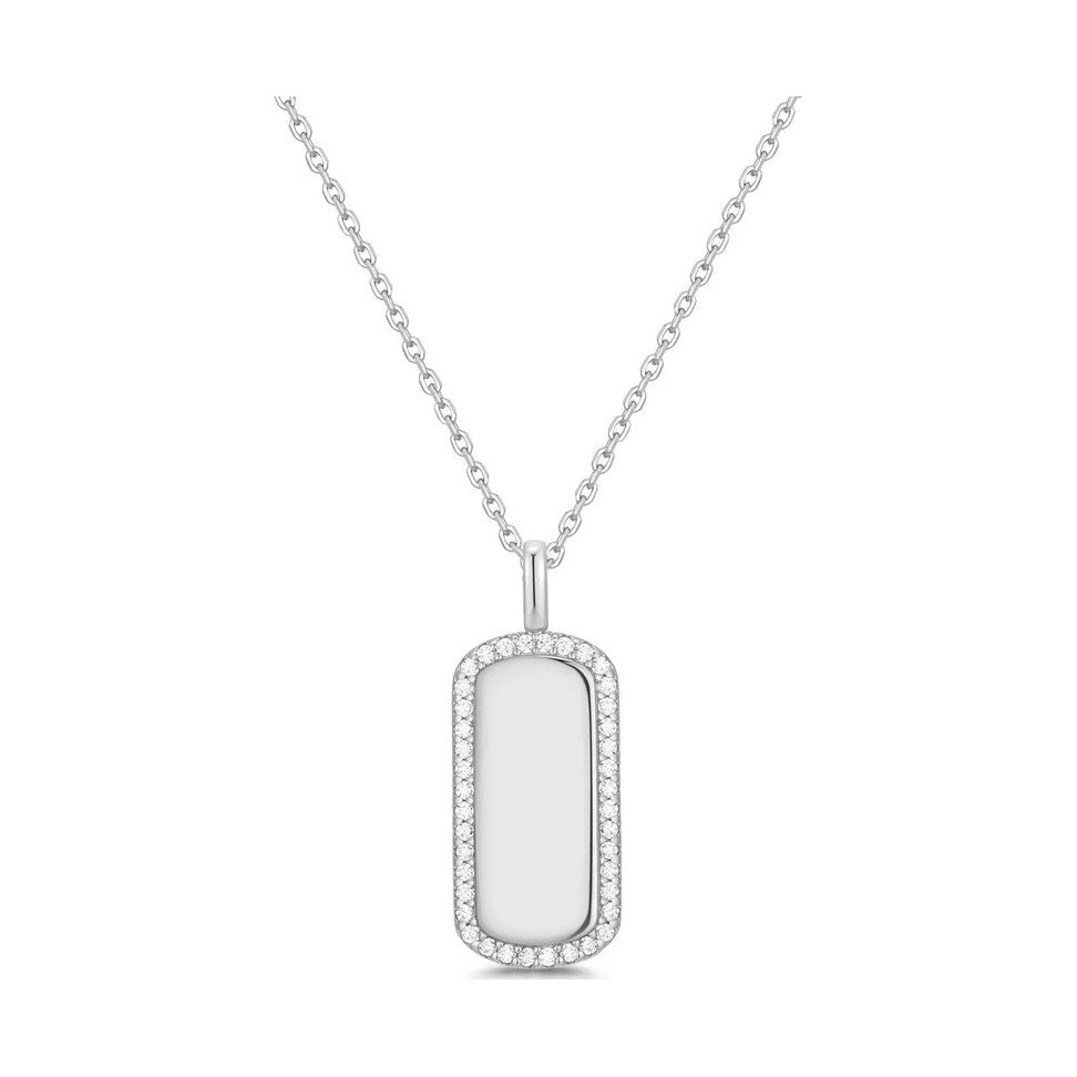 Silver Sparkling Tag Necklace