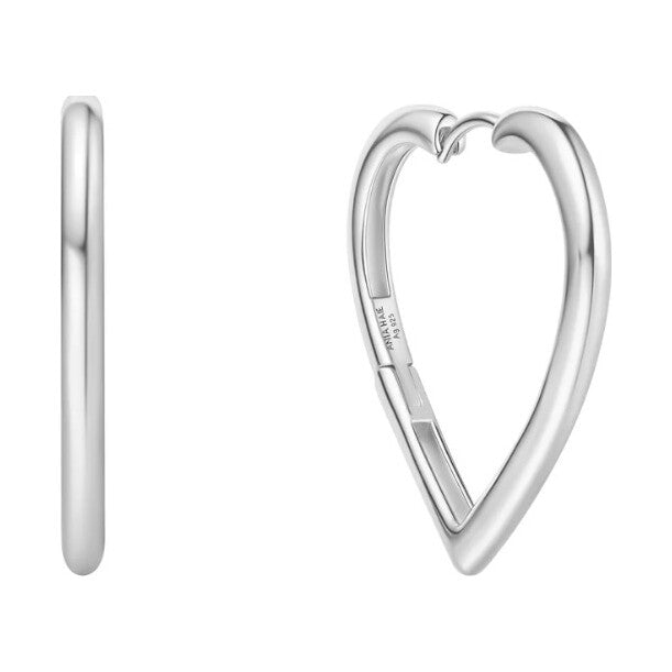 Silver Large Heart Hoop Earrings