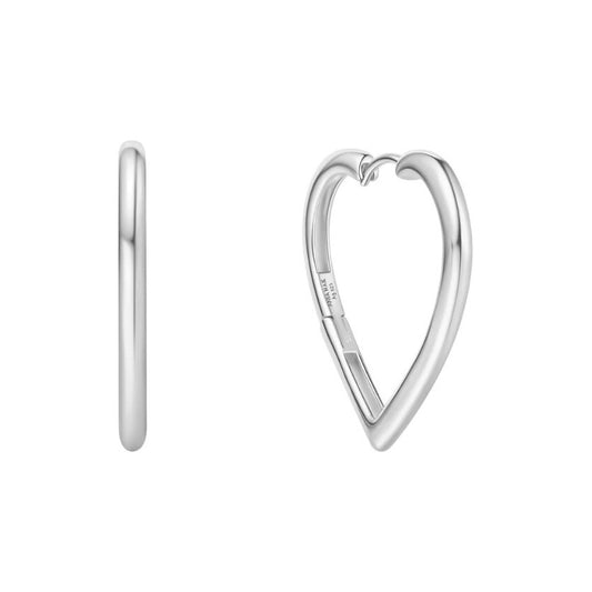 Silver Large Heart Hoop Earrings